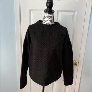 Textured Black Crewneck Sweatshirt